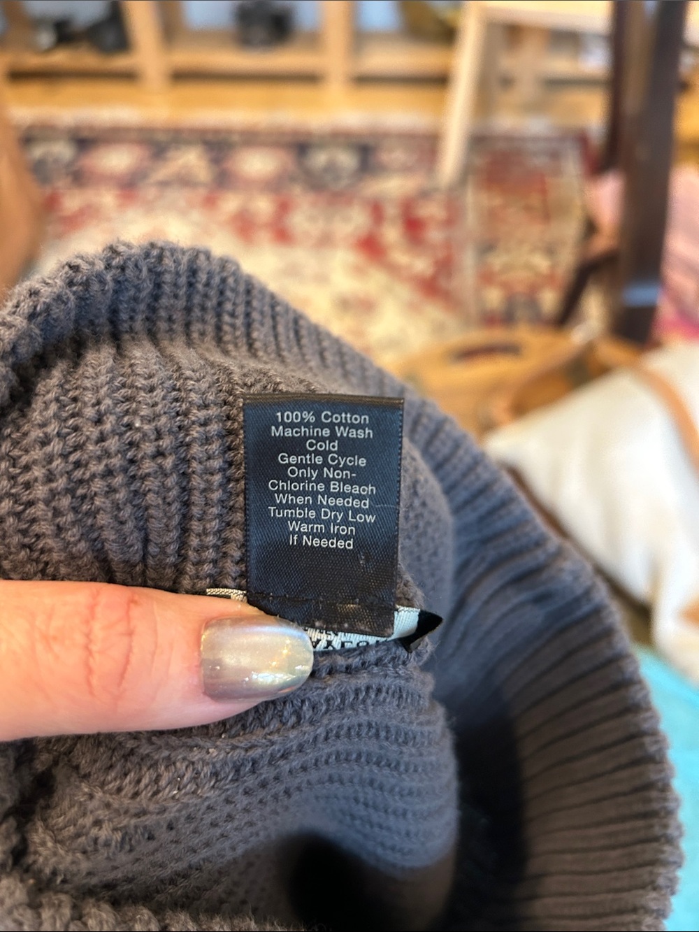 Ann Taylor Ribbed Fold-Over Turtleneck Sweater - Gray - Picture 7 of 7